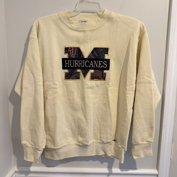Vtg Miami hurricane Big Print CS‎ Crable Sportswear Hurricane Sweatshirt L - Picture 1 of 5